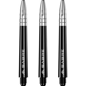 Mission Sabre Shafts - Polycarbonaat Dart Shafts - Medium - Black - Silver Top