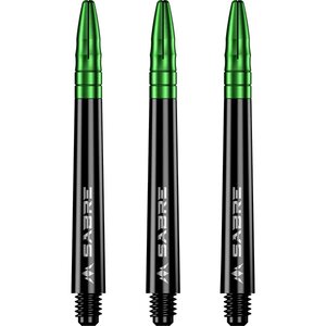 Mission Sabre Shafts - Polycarbonaat Dart Shafts - Medium - Black - Green Top