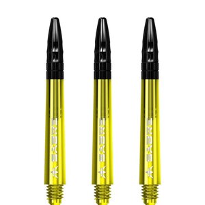 Mission Sabre Shafts - Polycarbonaat Dart Shafts - Inbetween+ - Yellow - Black Top