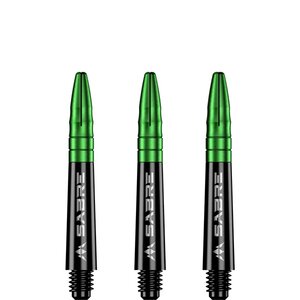 Mission Sabre Shafts - Polycarbonaat Dart Shafts - Short - Black - Green Top